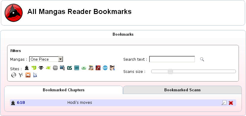 All Mangas Reader's bookmarks tool - View chapters you have bookmarked